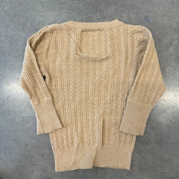 Vintage Y2K Abercrombie & Fitch Cable Knit Brown V-Neck Pullover Sweater Women L - Picture 2 of 5